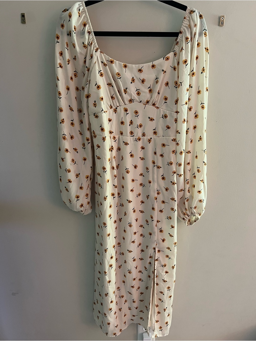 Missguided Cream Midi Dress with Sunflower Print
